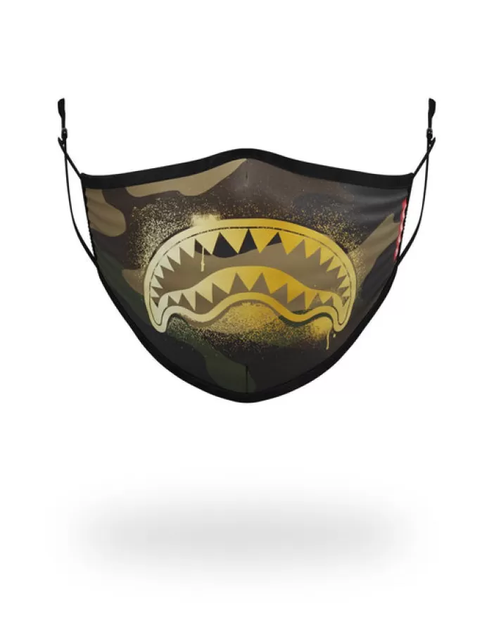 FACE MASKS*Sprayground ADULT CAMO GOLD SHARK FORM FITTING FACE MASK