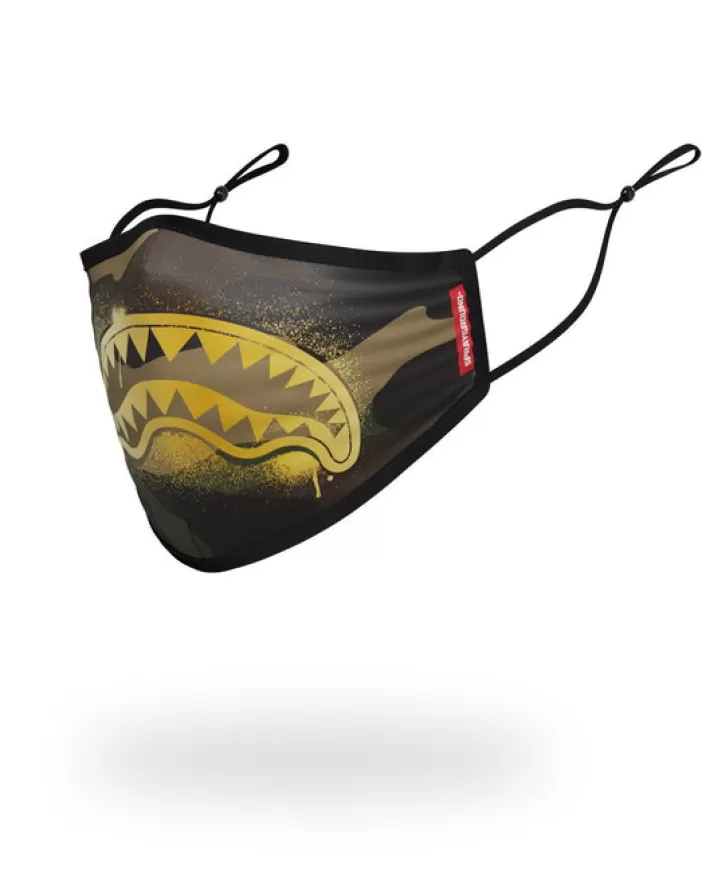 FACE MASKS*Sprayground ADULT CAMO GOLD SHARK FORM FITTING FACE MASK