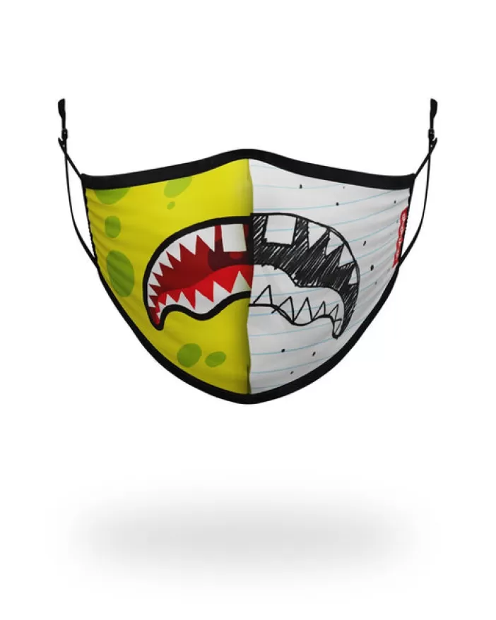 FACE MASKS*Sprayground ADULT DOODLEBOB SPLIT SHARK FORM FITTING FACE-COVERING