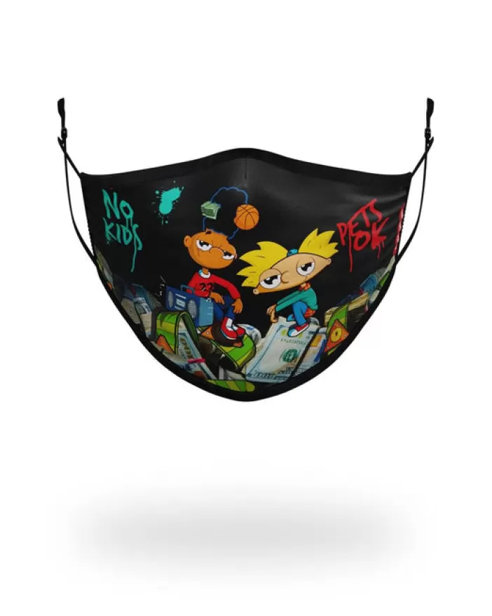 FACE MASKS*Sprayground ADULT HEY ARNOLD MONEY STACKS FORM FITTING FACE-COVERING