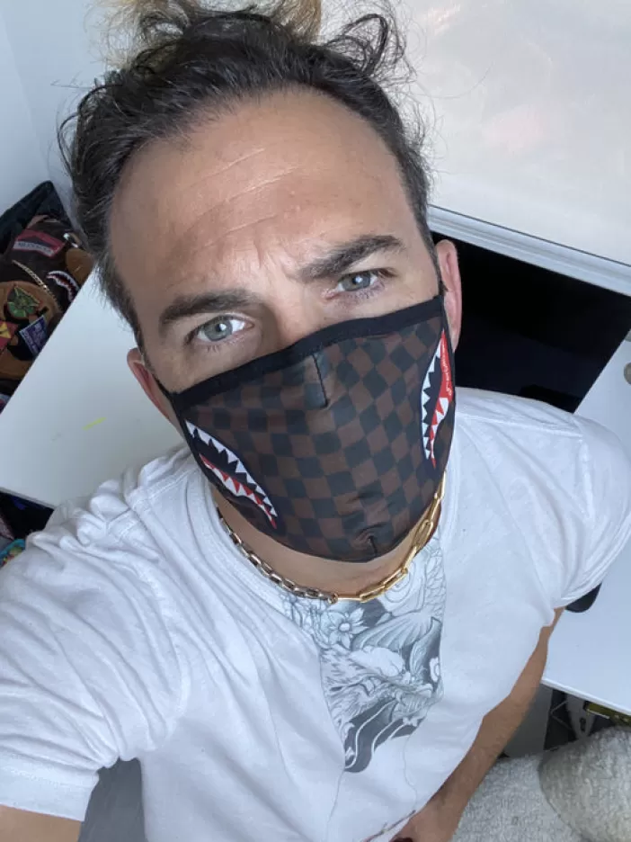 FACE MASKS*Sprayground ADULT SHARKS IN PARIS (SIDE SHARK) FORM-FITTING FACE MASK
