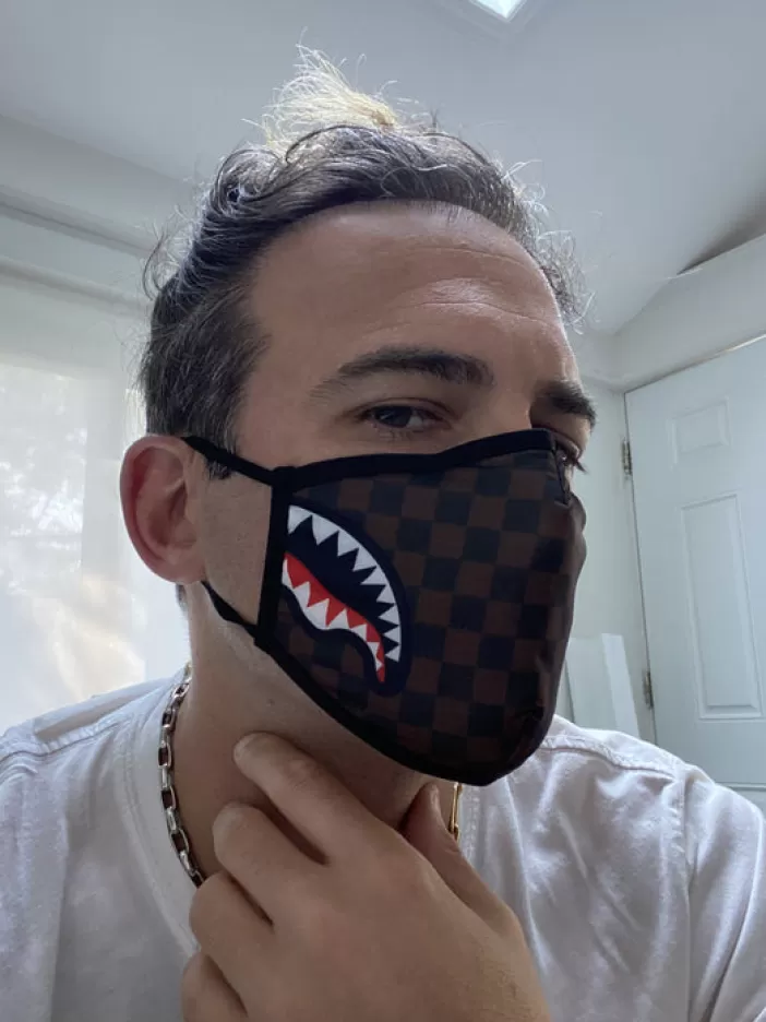FACE MASKS*Sprayground ADULT SHARKS IN PARIS (SIDE SHARK) FORM-FITTING FACE MASK