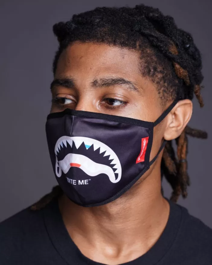 FACE MASKS*Sprayground BITE ME SHARK (BLK) POLYESTER FACE MASK