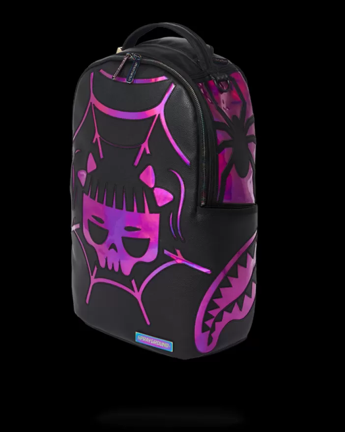 BACKPACKS*Sprayground CAZZU IRIDESCENT CUT u0026 SEW SPIDER SKULL SHARK BACKPACK (DLXV)