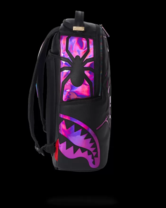 BACKPACKS*Sprayground CAZZU IRIDESCENT CUT u0026 SEW SPIDER SKULL SHARK BACKPACK (DLXV)