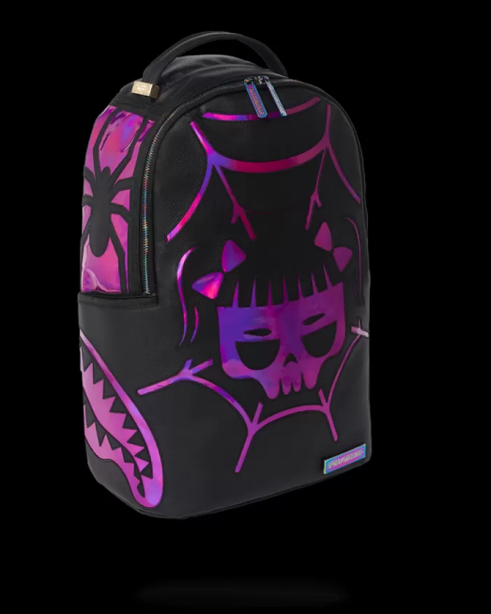 BACKPACKS*Sprayground CAZZU IRIDESCENT CUT u0026 SEW SPIDER SKULL SHARK BACKPACK (DLXV)