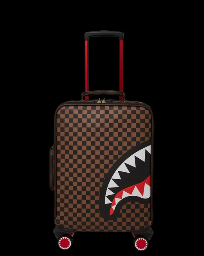 CARRY-ON LUGGAGE*Sprayground EXTERIOR GOLD ZIP POCKET SHARKS IN PARIS JETSETTER CARRY-ON LUGGAGE