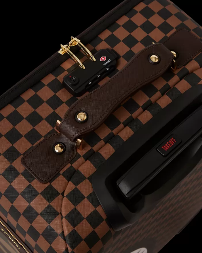 CARRY-ON LUGGAGE*Sprayground EXTERIOR GOLD ZIP POCKET SHARKS IN PARIS JETSETTER CARRY-ON LUGGAGE