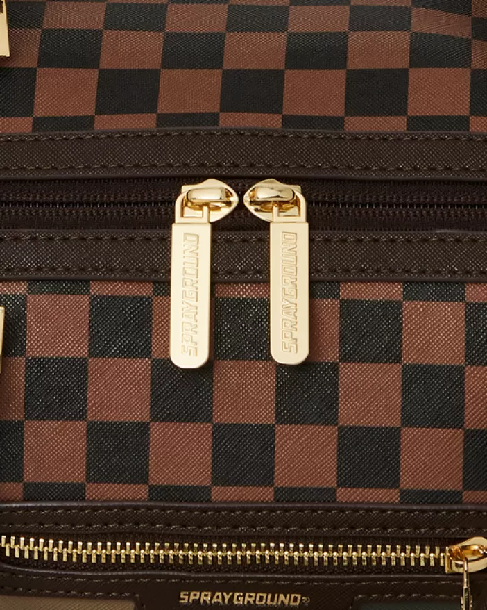 DUFFLES*Sprayground EXTERIOR GOLD ZIP POCKET SHARKS IN PARIS MINI DUFFLE