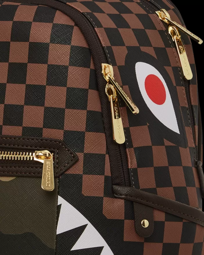 SAVAGES | BACKPACKS*Sprayground EXTERIOR GOLD ZIP POCKET SHARKS IN PARIS SAVAGE BACKPACK