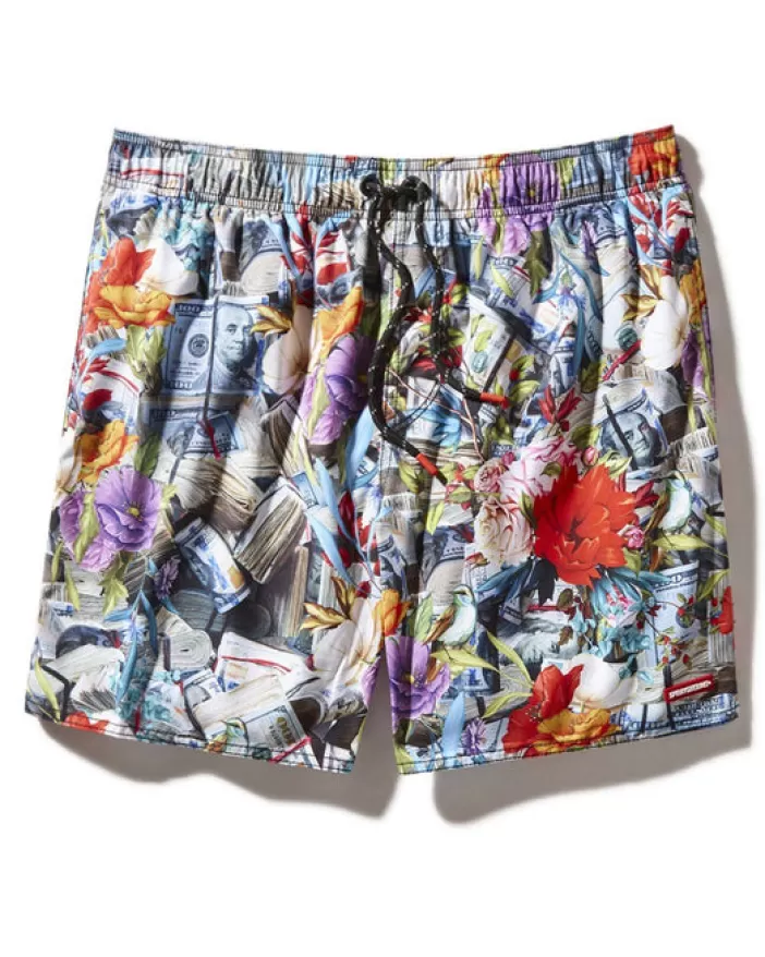 SWIMWEAR*Sprayground FLORAL MONEY SHOTO SWIM TRUNKS