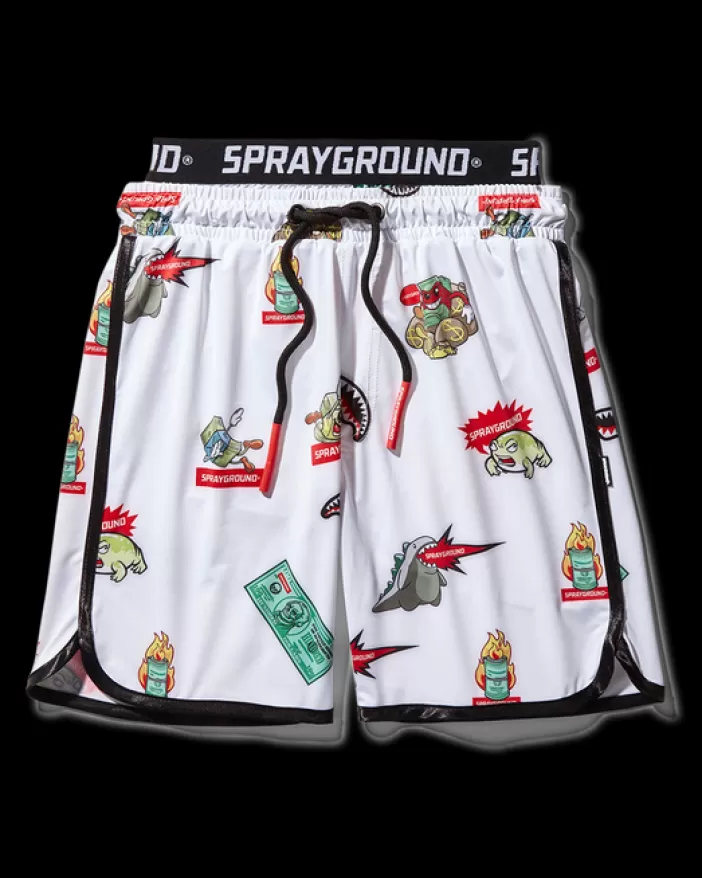 SWIMWEAR*Sprayground KIDS PATCH ALL-IN SWIM TRUNKS (WHITE)
