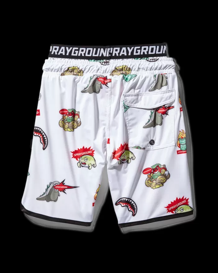 SWIMWEAR*Sprayground KIDS PATCH ALL-IN SWIM TRUNKS (WHITE)
