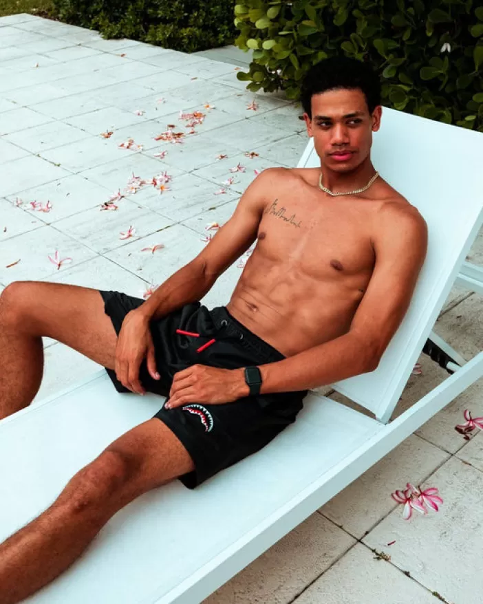 SWIMWEAR*Sprayground LIGHTS OUT SHOTO SWIM TRUNKS