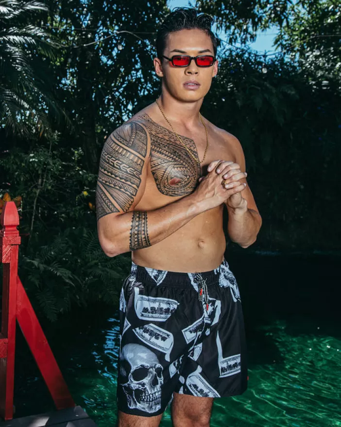 SWIMWEAR*Sprayground MONEY NIGHT SHOTO SWIM TRUNKS