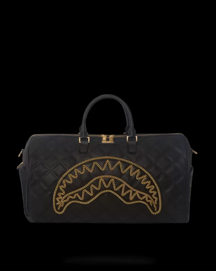 DUFFLES*Sprayground NOIR QUILT GOLD CHAIN SHARK DUFFLE
