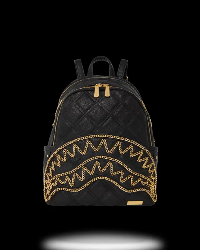 SAVAGES | BACKPACKS*Sprayground NOIR QUILT GOLD CHAIN SHARK SAVAGE BACKPACK