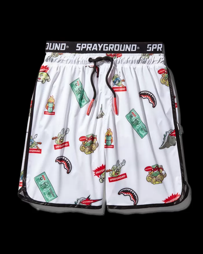 SWIMWEAR*Sprayground PATCH ALL-IN CORTO SWIM TRUNKS (WHITE)