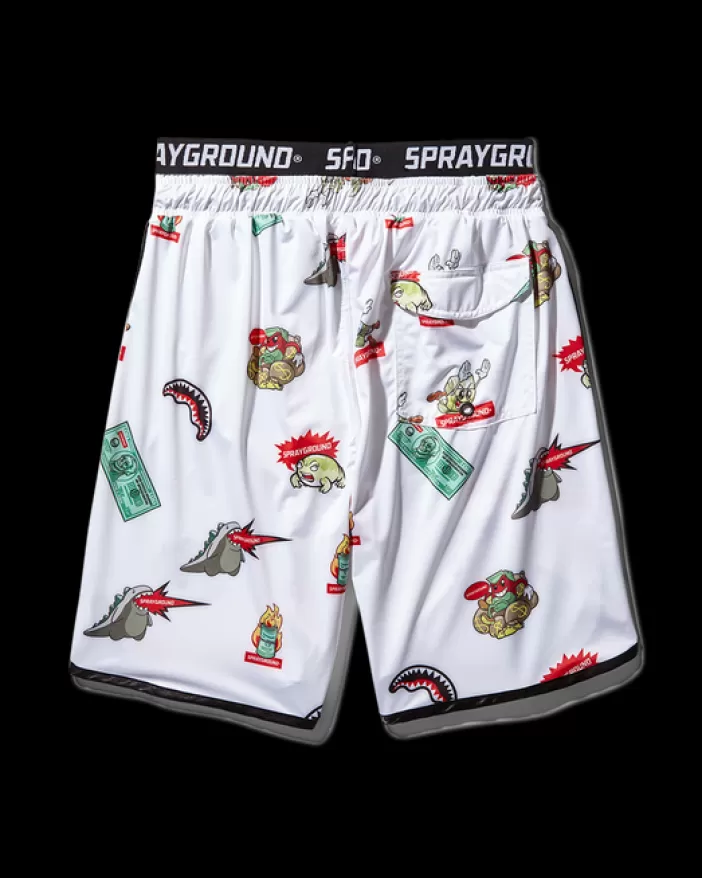 SWIMWEAR*Sprayground PATCH ALL-IN CORTO SWIM TRUNKS (WHITE)