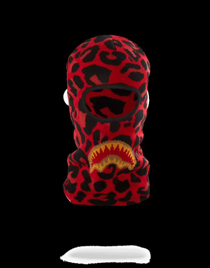 SKI MASKS*Sprayground RED LEOPARD GOLD SHARK MOUTH SKI MASK