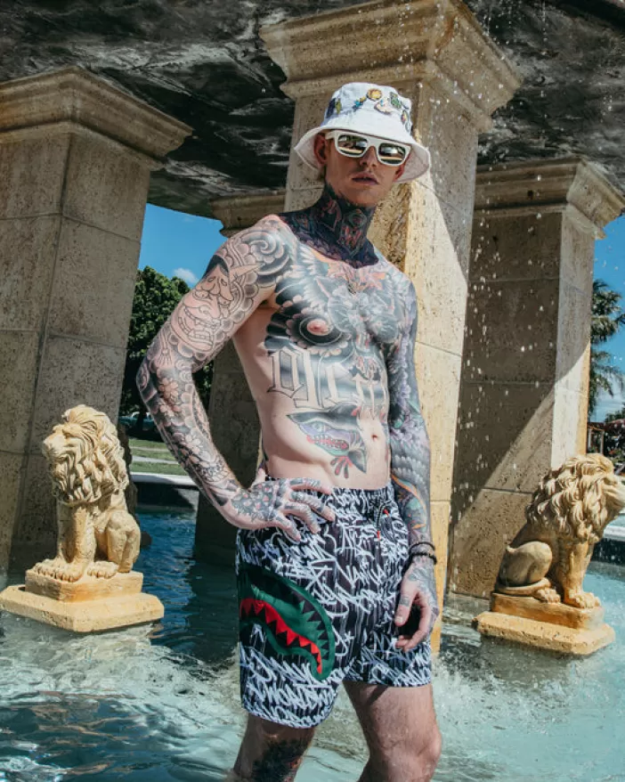 SWIMWEAR*Sprayground SCRIBBLE SHARK SHOTO SWIM TRUNKS