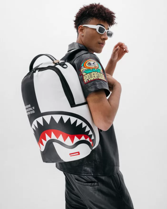 BACKPACKS*Sprayground SHARK CENTRAL SPLIT BACKPACK BLK/WHT (DLXV)