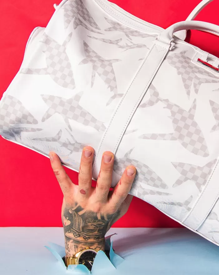 DUFFLES*Sprayground SHARK CHECK (WHITE) DUFFLE