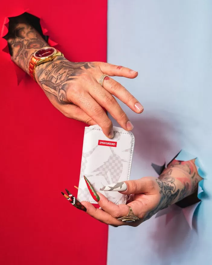 WALLETS*Sprayground SHARK CHECK (WHITE) WALLET