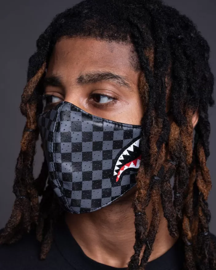 FACE MASKS*Sprayground SHARKS IN PARIS (GRAY) VEGAN LEATHER FACE MASK