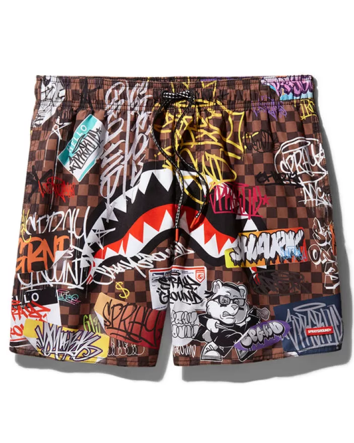 SWIMWEAR*Sprayground SHARKS IN PARIS JETSKI SWIM TRUNKS