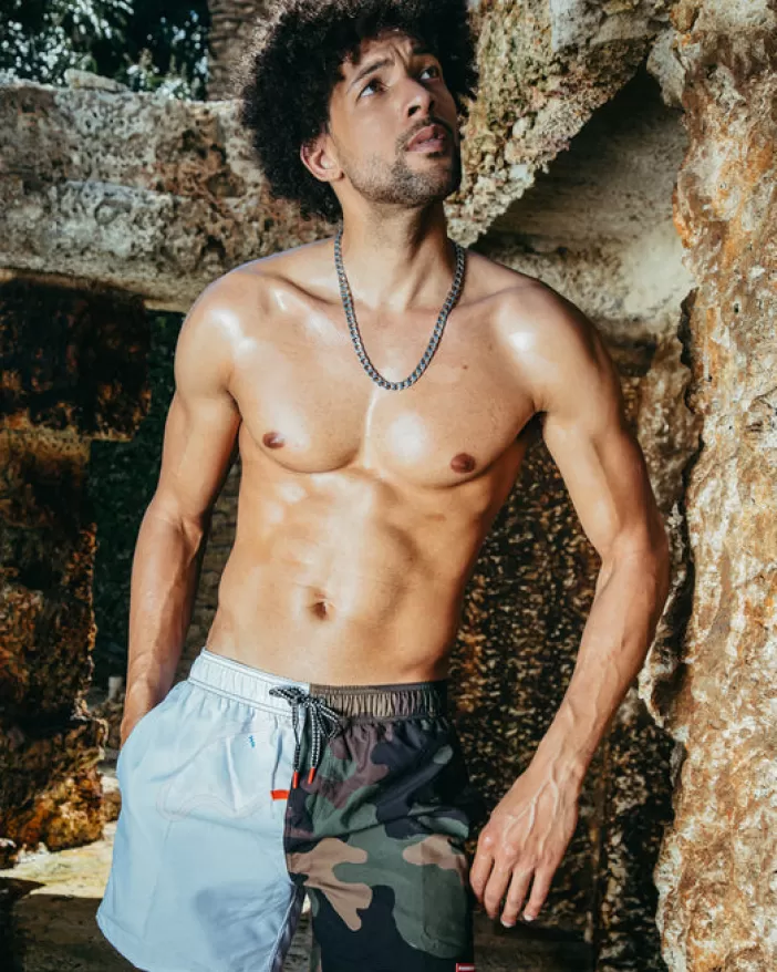 SWIMWEAR*Sprayground SPLIT BITE CAMO SHOTO SWIM TRUNKS