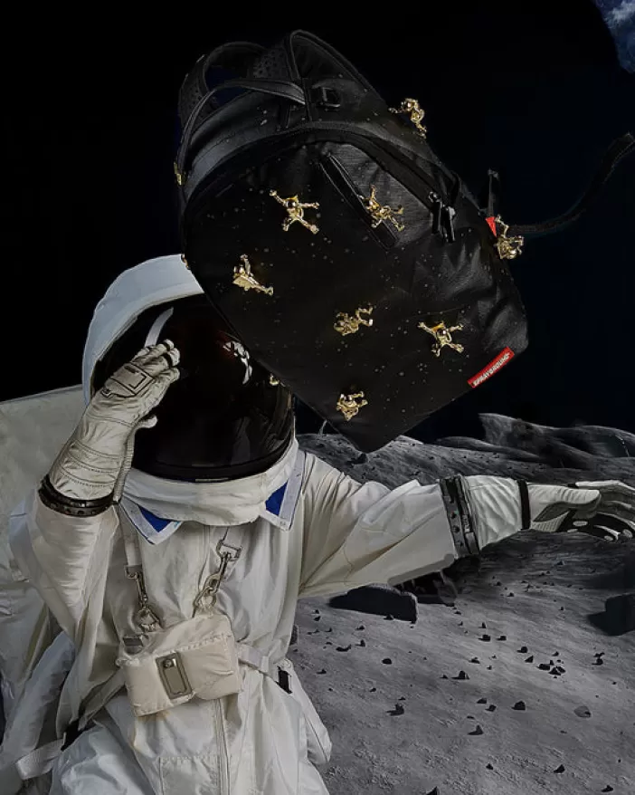 BACKPACKS*Sprayground THE LOST IN SPACE BACKPACK (10 3D GOLD METAL ASTRONAUTS)