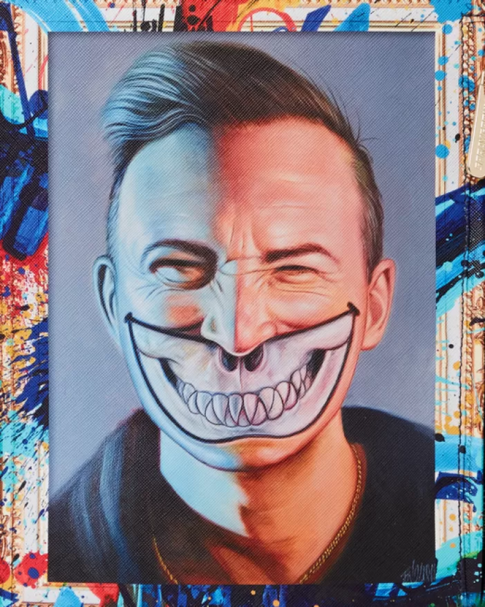 BACKPACKS*Sprayground THE RARE DBD GRIN SHARK PORTRAIT BY RON ENGLISH- SUPER LIMITED EDITION