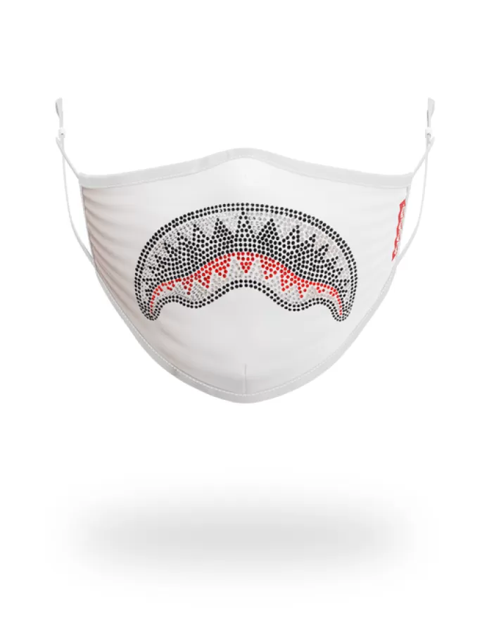 FACE MASKS*Sprayground TRINITY DIAMOND SHARK (WHT) POLYESTER FACE MASK