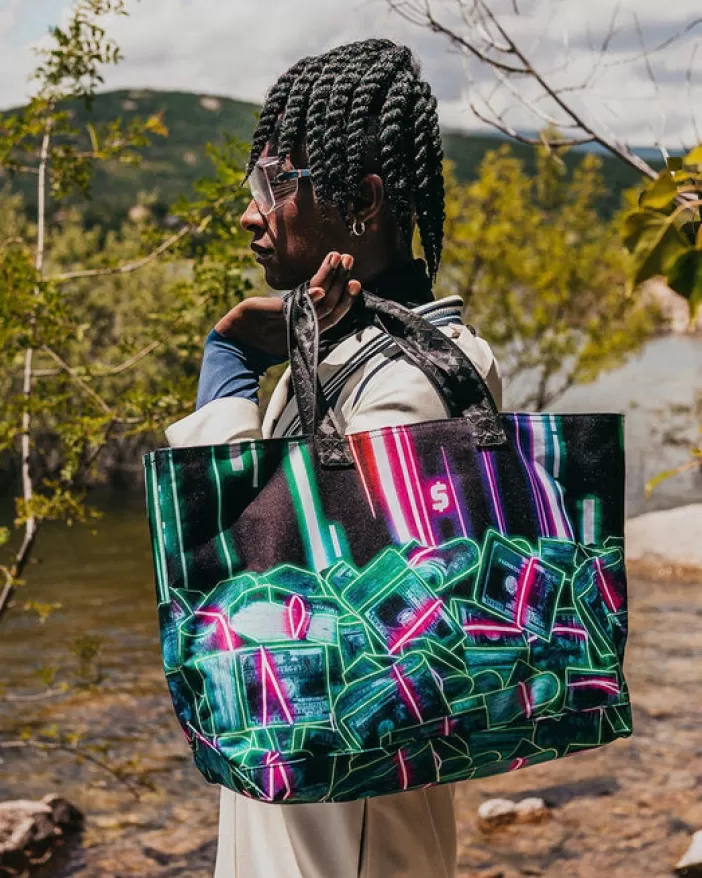 BEACH & GYM TOTES*Sprayground u6697u53f7u901au8ca8u30b9u30bfu30c3u30af (CRYPTO STACKS) TOTE