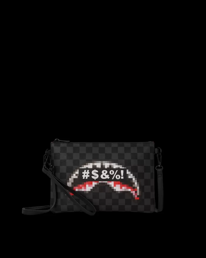 CROSSOVER CLUTCHES*Sprayground 'WHAT THE BEEP' SHARK CROSSOVER CLUTCH