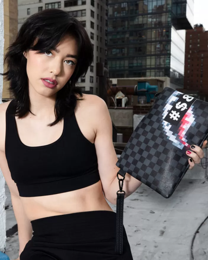 CROSSOVER CLUTCHES*Sprayground 'WHAT THE BEEP' SHARK CROSSOVER CLUTCH