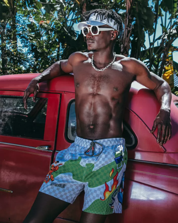 SWIMWEAR*Sprayground WTF ART SHOTO SWIM TRUNKS